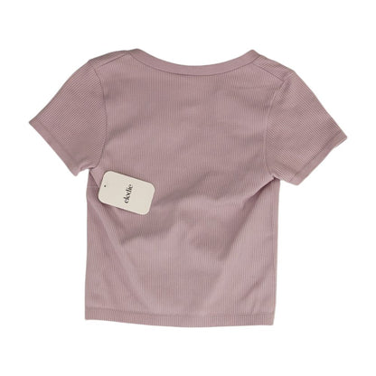 Purple Solid V Neck Knit Top