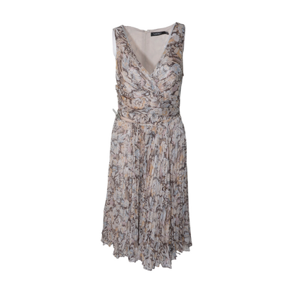 Beige Floral Midi Dress