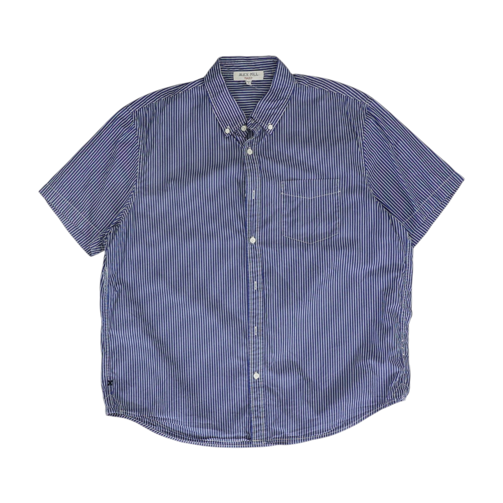 Blue Striped Short Sleeve Button Down
