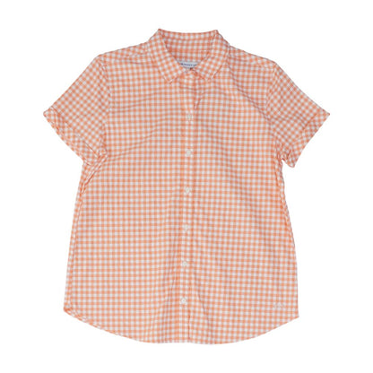 Coral Check Button Down