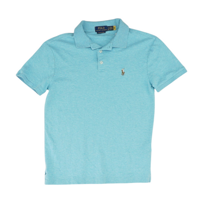 Blue Solid Short Sleeve Polo