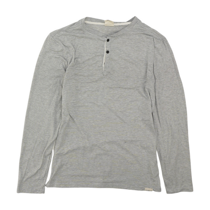 Gray Striped Henley T-Shirt