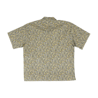 Beige Print Short Sleeve Button Down