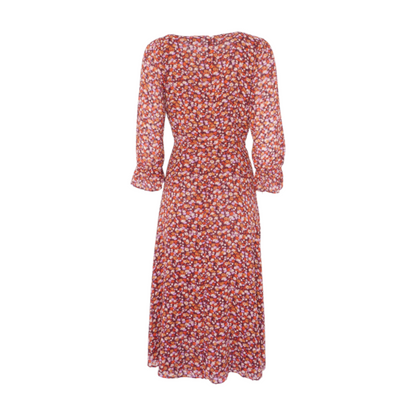 Burgundy Floral Midi Dress