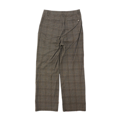Brown Plaid Regular Pants