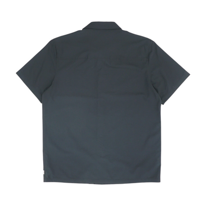 Black Solid Short Sleeve Button Down