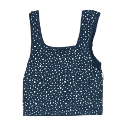 Blue Floral Cropped Blouse