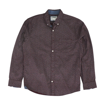 Burgundy Polka Dot Long Sleeve Button Down