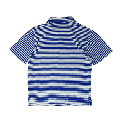 Blue Striped Short Sleeve Polo