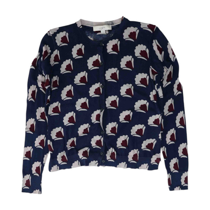 Navy Abstract Cardigan Sweater
