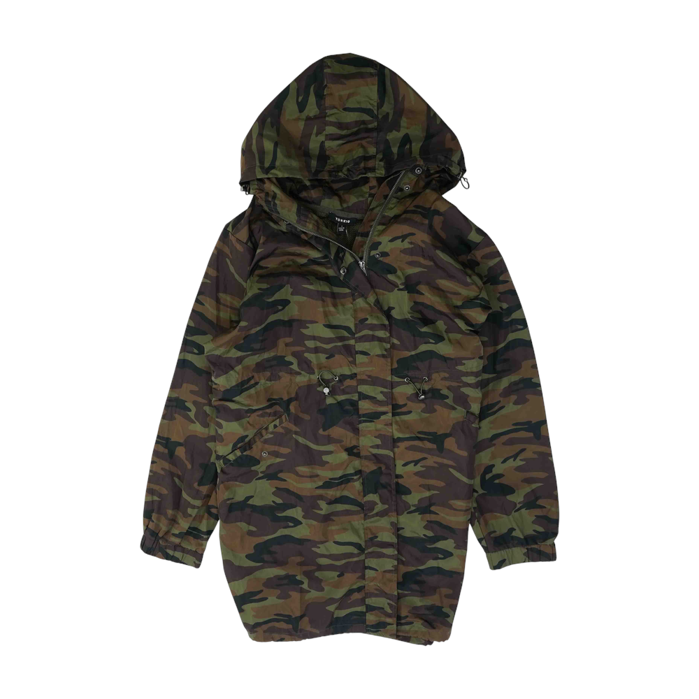 Green Plus Size Camo Rain Coat