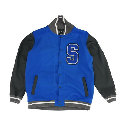 Blue Color Block Varsity Jacket