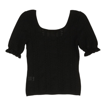 Black Eyelet Knit Top