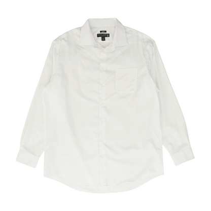 White Tall Solid Long Sleeve Button Down
