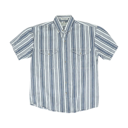 Vintage White Striped Short Sleeve Button Down
