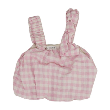 Pink Check Sleeveless Blouse