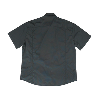 Black Solid Short Sleeve Button Down