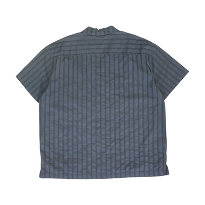 Navy Striped Short Sleeve Button Down