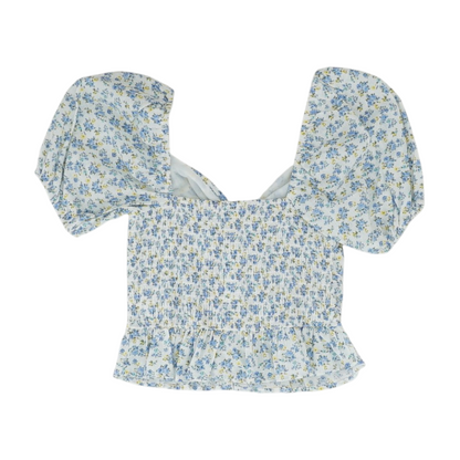White Floral Cropped Blouse