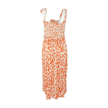 Orange Graphic Midi Dress