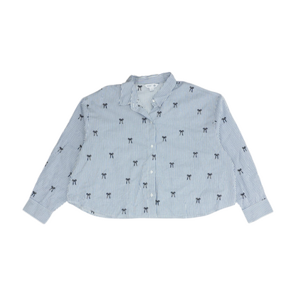 Blue Plus Size Striped Button Down
