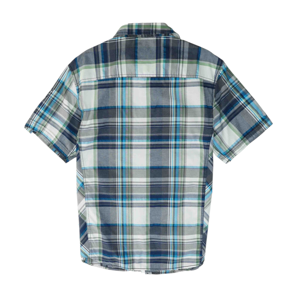 Gray Plaid Short Sleeve Button Down