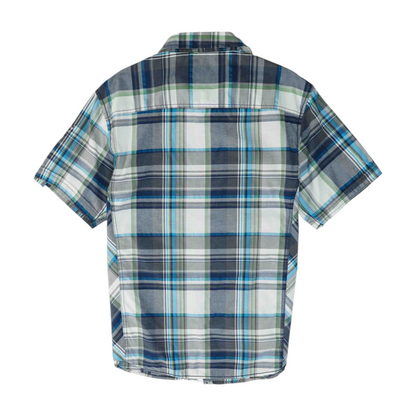 Gray Plaid Short Sleeve Button Down