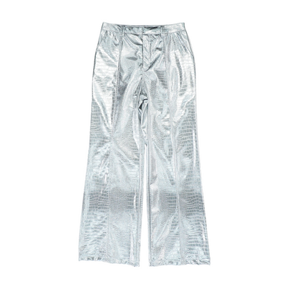 Silver Animal Print Regular Pants
