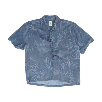Blue Tropical Short Sleeve Button Down