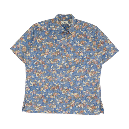 Blue Floral Short Sleeve Button Down