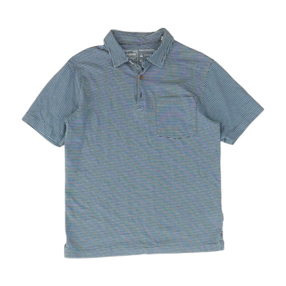Navy Striped Short Sleeve Polo