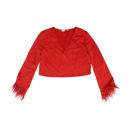 Red Solid Long Sleeve Blouse