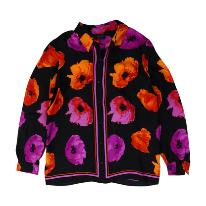 Black Floral Button Down
