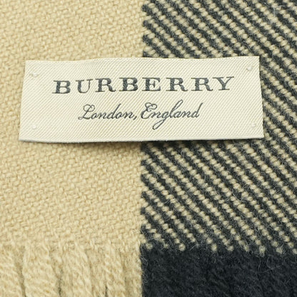 Camel Fringed Check Wool Scarf
