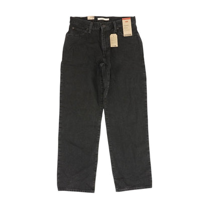 Black Mid Rise Straight Leg Jeans