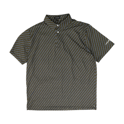 Black Print Short Sleeve Polo