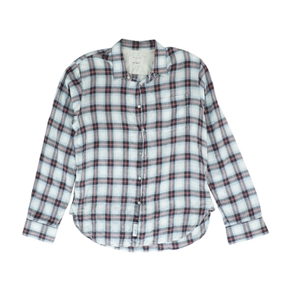 Beige Plaid Long Sleeve Button Down