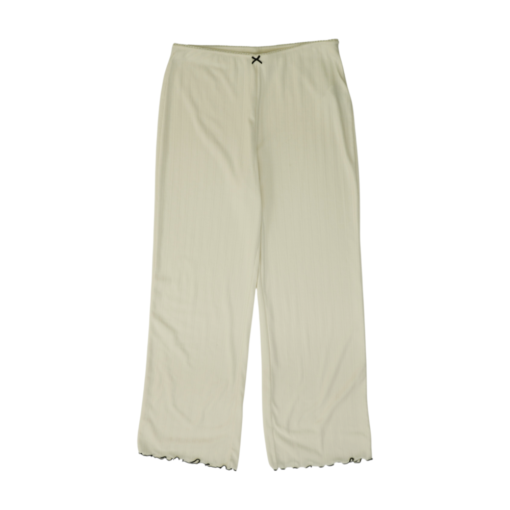 Cream Solid Pajama Bottom