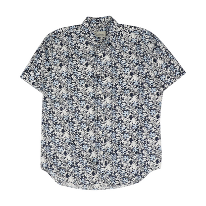 Blue Floral Short Sleeve Button Down