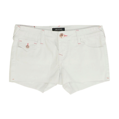 White Solid Denim Shorts