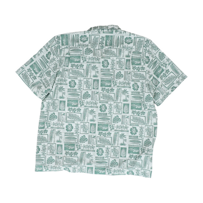 Green Graphic Short Sleeve Button Down