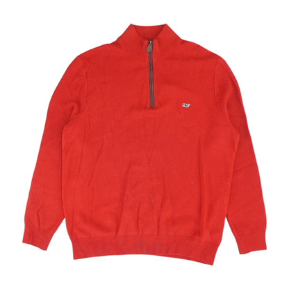 Red Solid 1/4 Zip Sweater