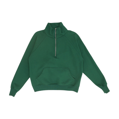 Green Solid 1/4 Zip Pullover