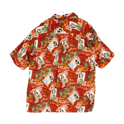 Red Graphic Short Sleeve Button Down