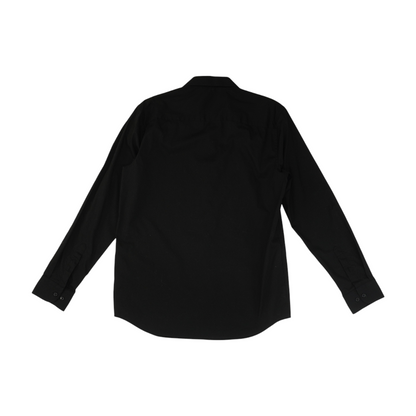 Black Solid Long Sleeve Button Down