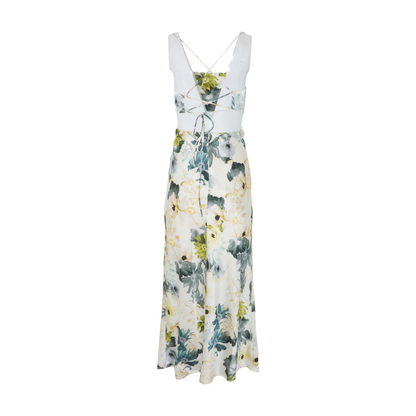 Beige Floral Maxi Dress