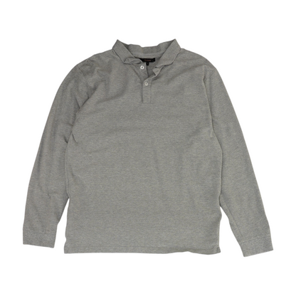 Gray Solid Long Sleeve Polo