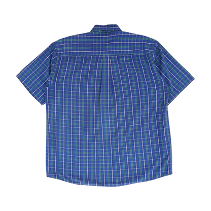 Blue Plaid Short Sleeve Button Down