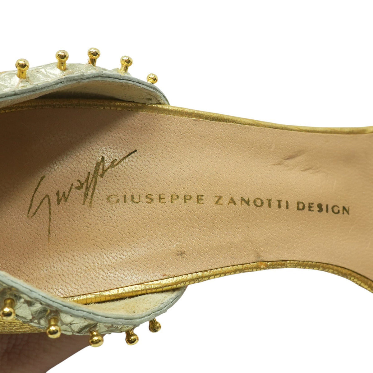 Giuseppe Zanotti Gold Strappy Studded Heels – Image 6