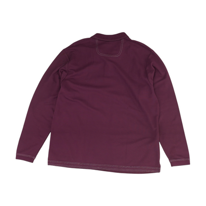 Maroon Solid Long Sleeve Polo